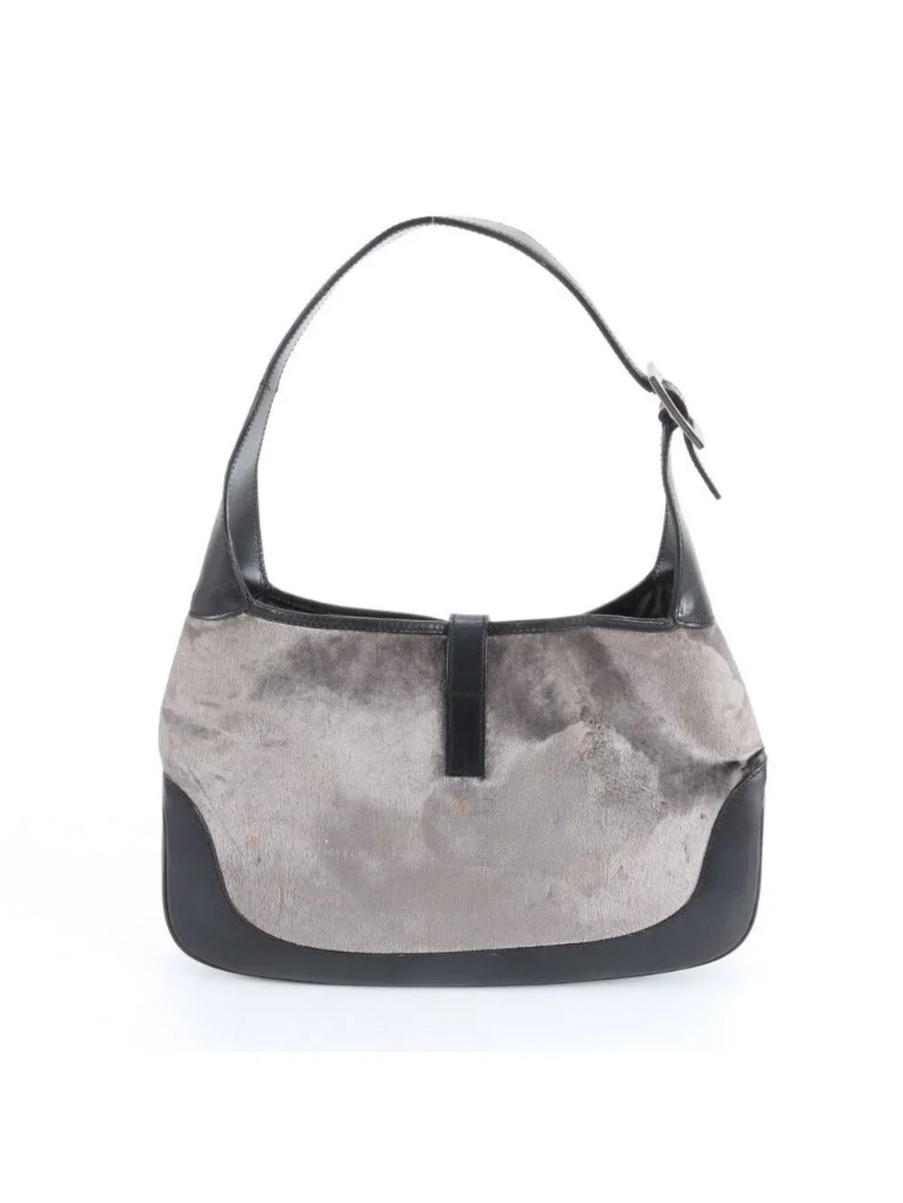 ★SOLD★ Gucci Jackie Velour 001 Leather Shoulder Bag Hand Black Gray - Picture 3 of 11